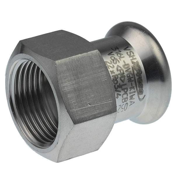 XP1164 - Female Iron Straight Adaptor BSP Press - Stainless Steel - Xpress